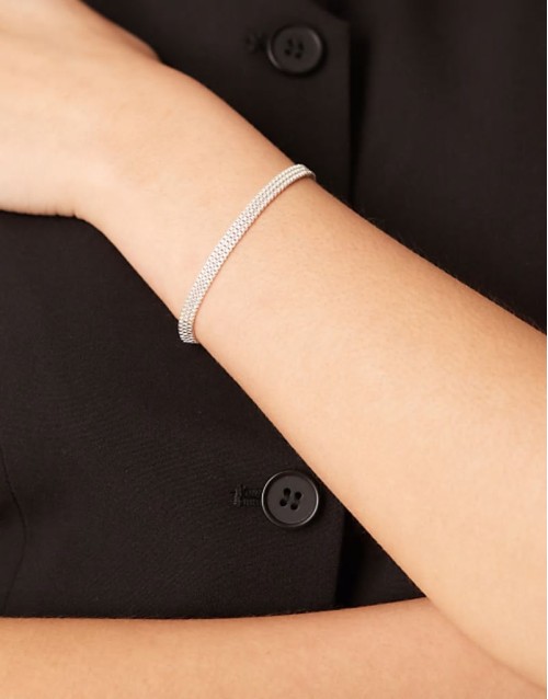 flat box chain bracelet in sterling silver