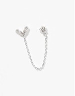 gemset V earrings with chain and gem in sterling silver