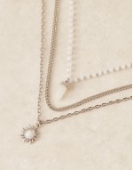 multilayer boho pendant necklace in silver