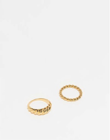 14k gold plated pack of 2 textured rings