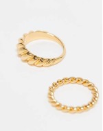 14k gold plated pack of 2 textured rings