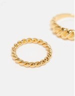 14k gold plated pack of 2 textured rings