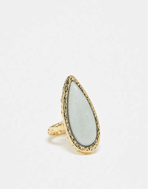 Limited Edition 14k gold plated ring with semi precious stone