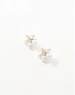 pearl flower statement stud earrings in white