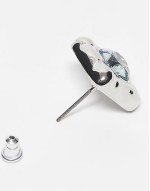 unisex square set studs with blue stone in silver