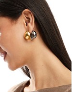 stainless steel chunky 3D dome earrings in gold