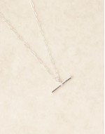 chunky T-Bar mid length necklace in sterling silver plated