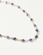 Curve short necklace with eye chain in gold tone