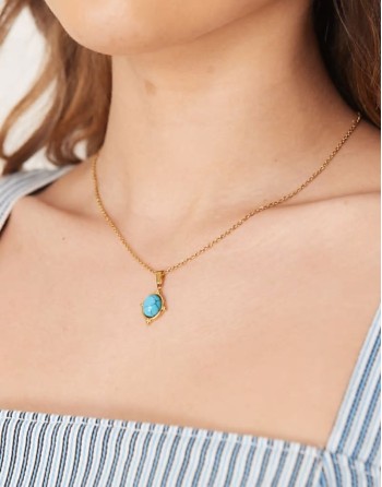 Lost Souls stainless steel 18ct gold plated turquoise natural stone necklace Lost Souls stainless steel 18ct gold plated turquoise natural stone necklace