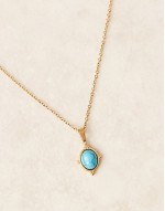 Lost Souls stainless steel 18ct gold plated turquoise natural stone necklace