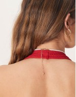 pearl necklace with cherry charms in white