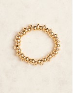 polished metal nugget stretch bracelet in 18k gold plated
