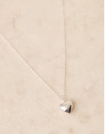 domed heart charm short necklace in sterling silver plated