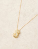 embellished bubble initial S necklace in gold