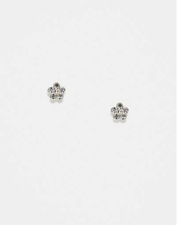 blue gemset flower stud earrings in sterling silver