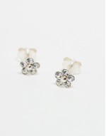 blue gemset flower stud earrings in sterling silver