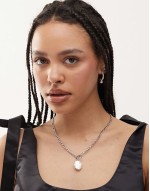 jade pearl pendant t-bar necklace in silver