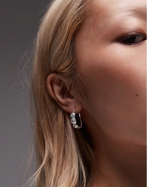 2 Per Group sterling silver spiral half hoop stud earrings