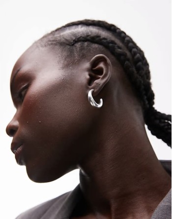 sterling silver puffy half hoop stud earrings