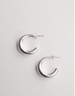 sterling silver puffy half hoop stud earrings