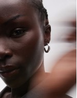 sterling silver puffy half hoop stud earrings