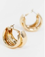 hoop earrings with thick crossover design gold tone