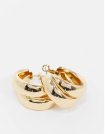 hoop earrings with thick crossover design gold tone