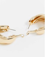 hoop earrings with thick crossover design gold tone