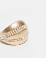 ring with faux pearl wave detail in gold tone
