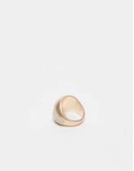 ring with faux pearl wave detail in gold tone