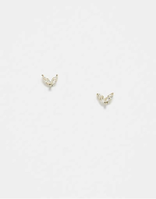 double petal stud earrings in gold plated