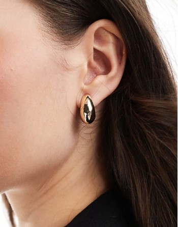 puffy hoop earrings in gold