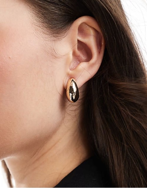 puffy hoop earrings in gold