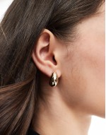 puffy hoop earrings in gold