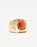 wide molten ring with amber stone