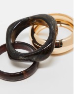 Limited Edition pack of 3 bangles with resin and metal detail in multi