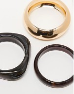 Limited Edition pack of 3 bangles with resin and metal detail in multi