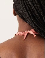 multirow coin pendant necklace with ribbon detail in pink