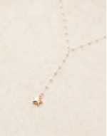 pearl lariat necklace with star pendant in gold