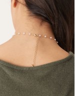 pearl lariat necklace with star pendant in gold