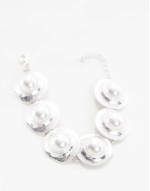 chain bracelet with faux pearl coin detail in brushed silver tone