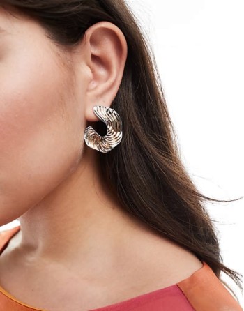 stud earrings with swirl mixed metal detail in multi