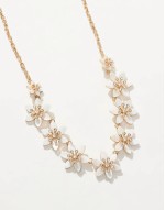 statement floral pearl necklace in white