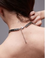 Nate triple block necklace in silver tone